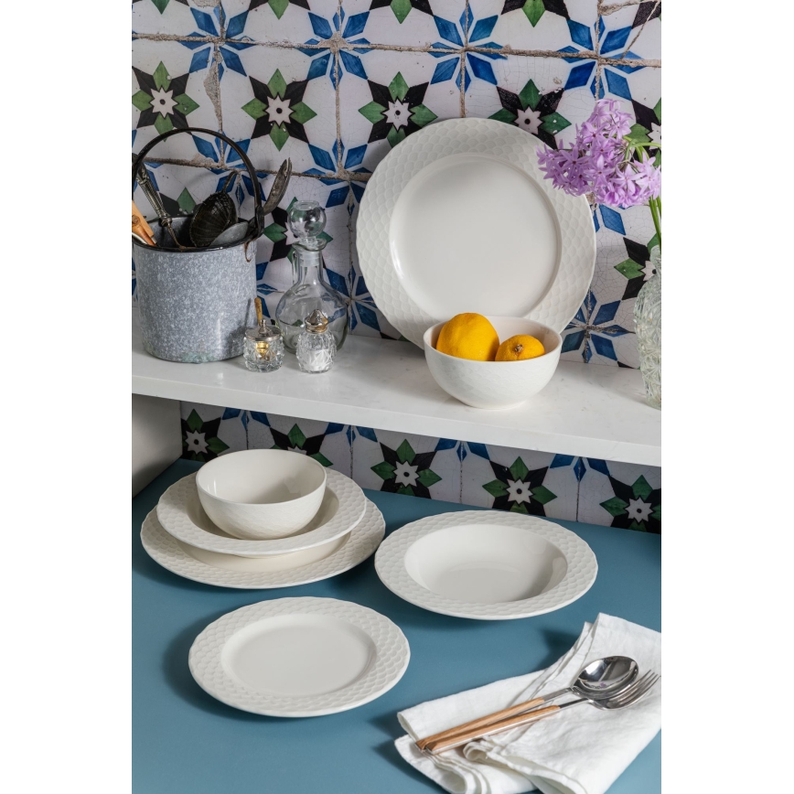 Jídelní sada 24 ks bílá/porcelán