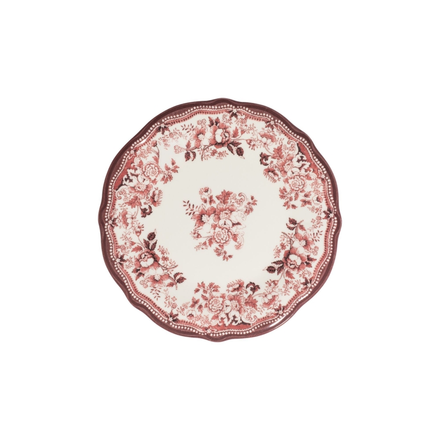 Jídelní sada 24 ks bílá/růžová/porcelán