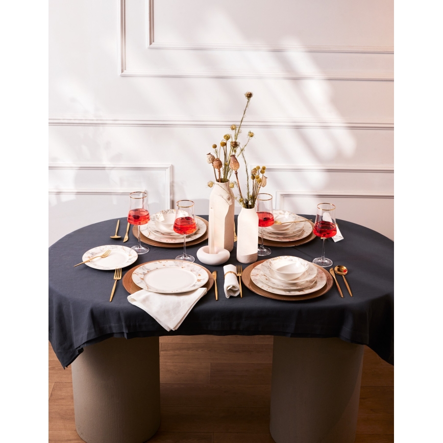 Jídelní sada 24 ks bílá/šedá/porcelán