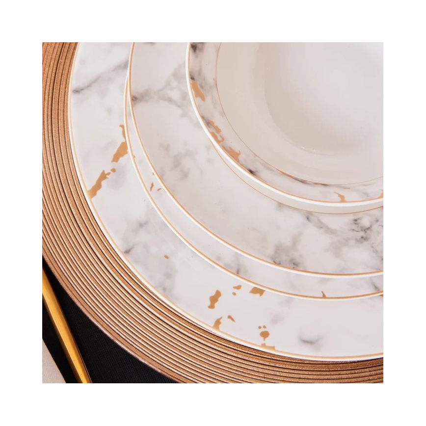 Jídelní sada 24 ks bílá/šedá/porcelán