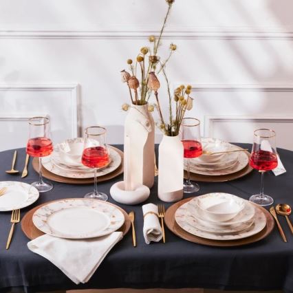 Jídelní sada 24 ks bílá/šedá/porcelán