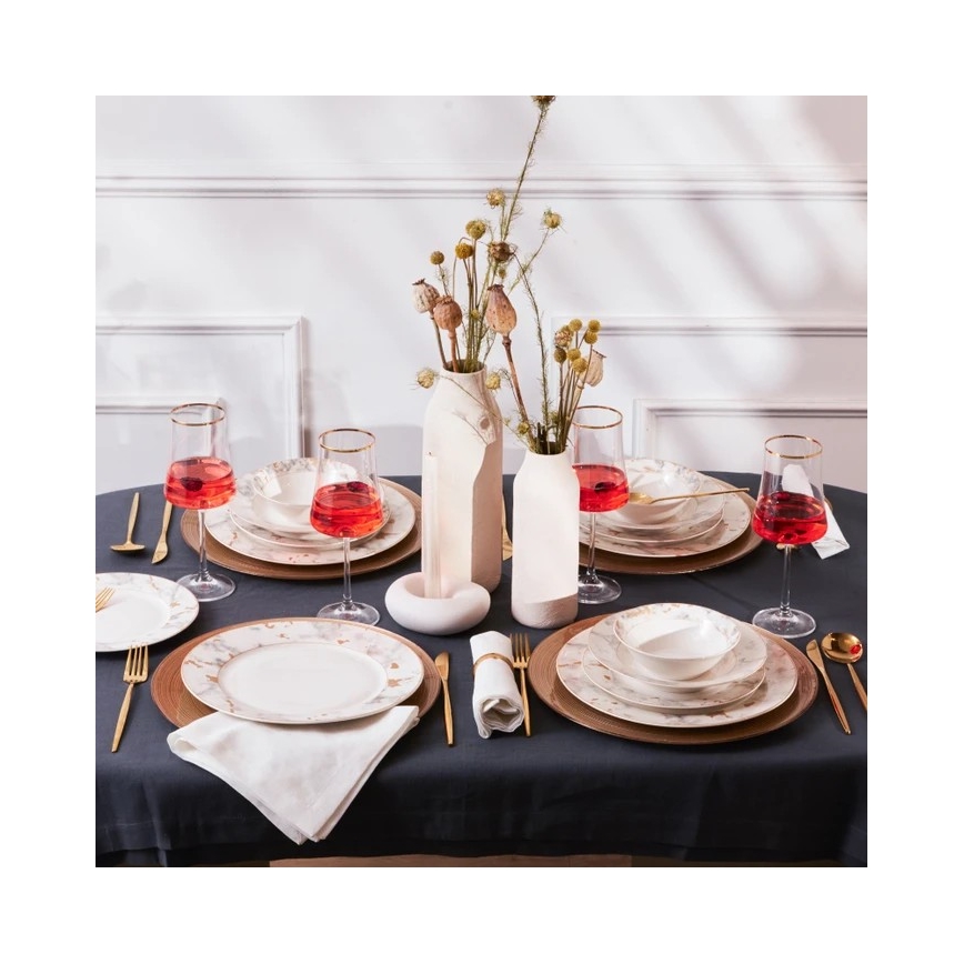 Jídelní sada 24 ks bílá/šedá/porcelán