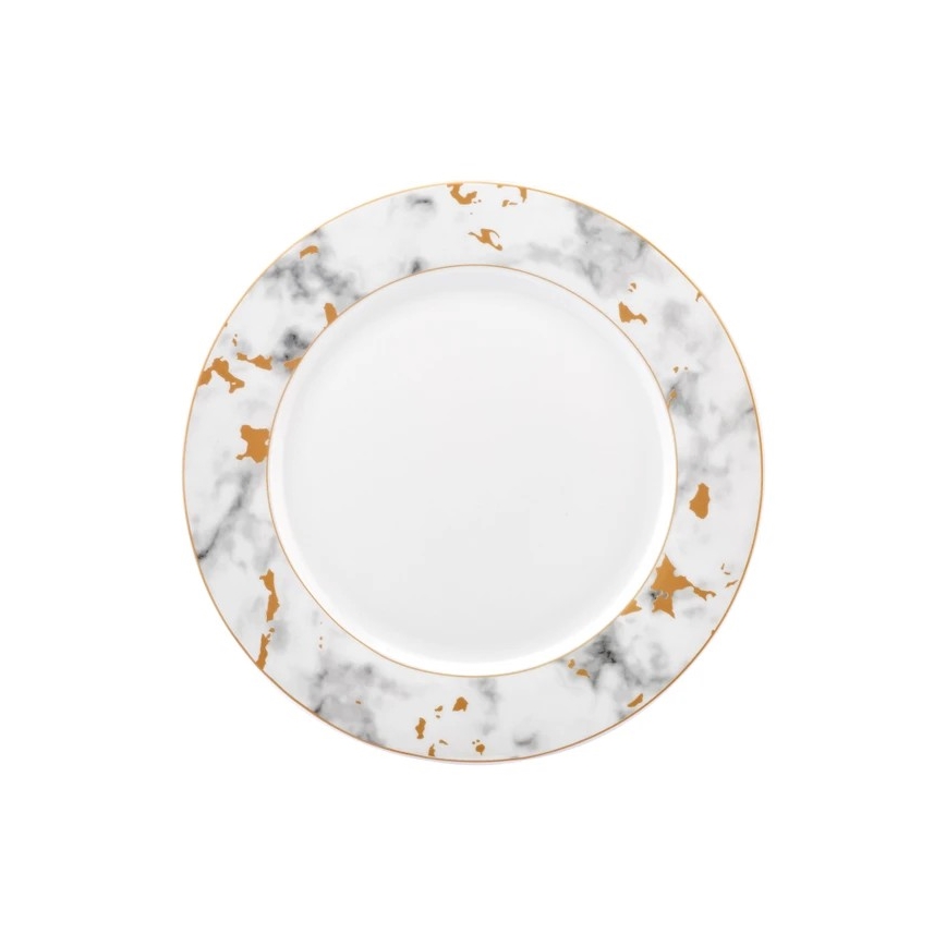 Jídelní sada 24 ks bílá/šedá/porcelán