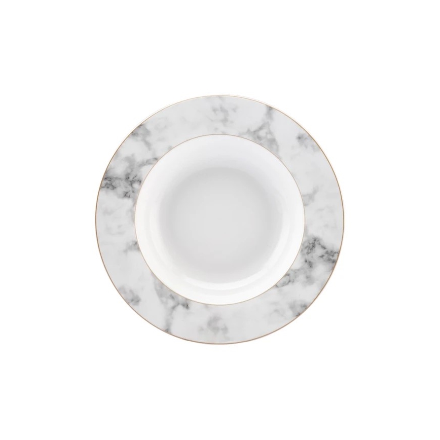 Jídelní sada 24 ks bílá/šedá/porcelán