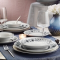 Jídelní sada 24 ks bílá/šedá/porcelán