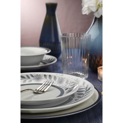 Jídelní sada 24 ks bílá/šedá/porcelán