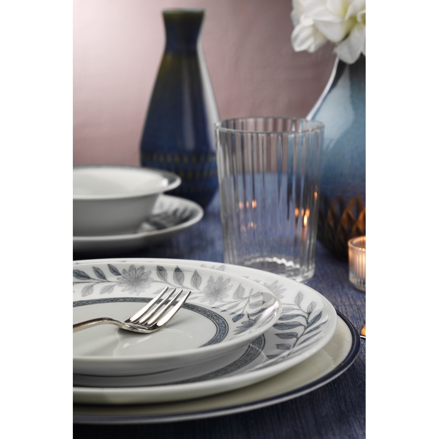 Jídelní sada 24 ks bílá/šedá/porcelán