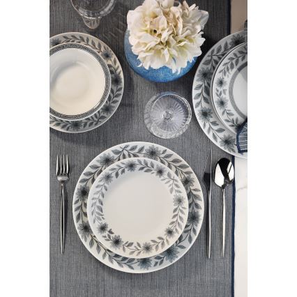 Jídelní sada 24 ks bílá/šedá/porcelán