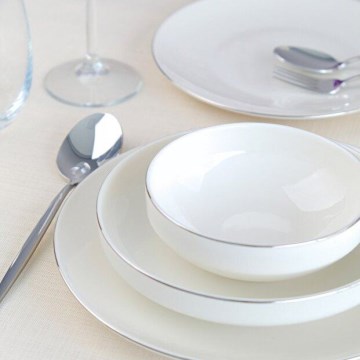 Jídelní sada 24 ks bílá/stříbrná/porcelán