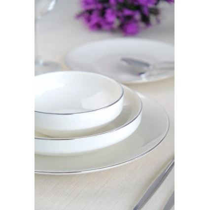 Jídelní sada 24 ks bílá/stříbrná/porcelán