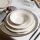 Jídelní sada 24 ks bílá/stříbrná/porcelán