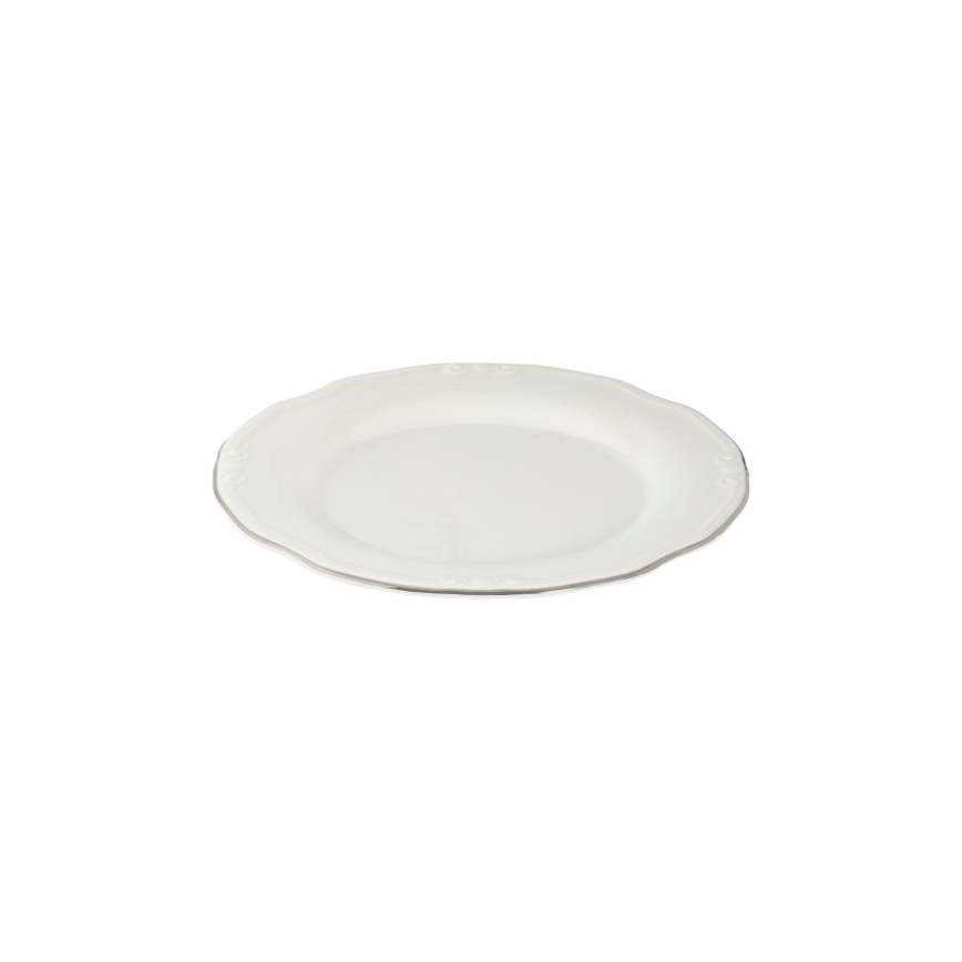 Jídelní sada 24 ks bílá/stříbrná/porcelán