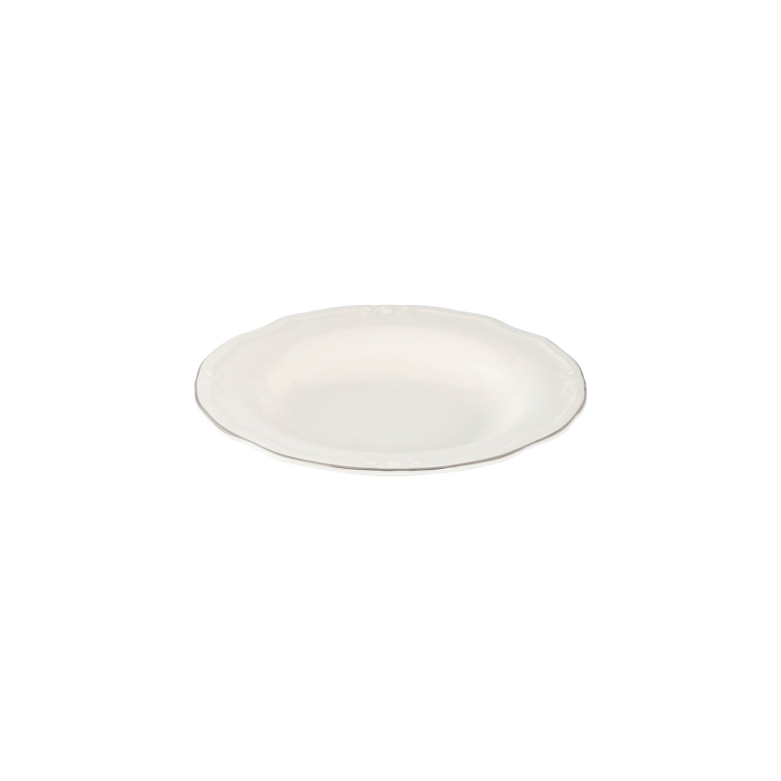Jídelní sada 24 ks bílá/stříbrná/porcelán