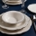 Jídelní sada 24 ks bílá/stříbrná/porcelán