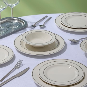 Jídelní sada 24 ks bílá/stříbrná/porcelán
