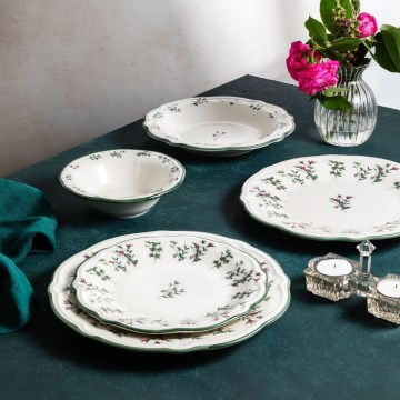 Jídelní sada 24 ks bílá/zelená/červená/porcelán