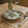 Jídelní sada 24 ks bílá/zelená/porcelán
