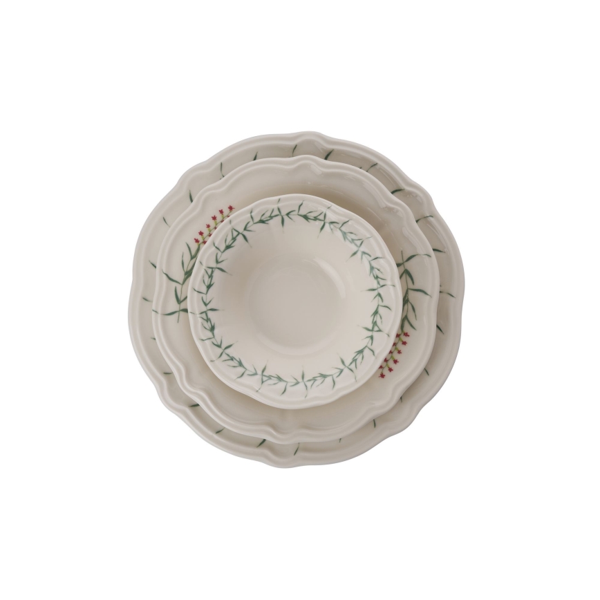 Jídelní sada 24 ks bílá/zelená/porcelán