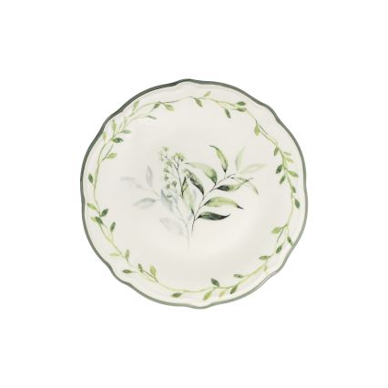Jídelní sada 24 ks bílá/zelená/porcelán