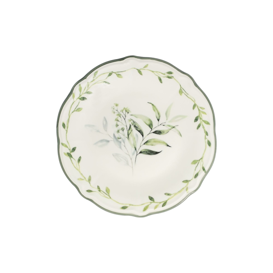 Jídelní sada 24 ks bílá/zelená/porcelán