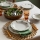 Jídelní sada 24 ks bílá/zelená/porcelán