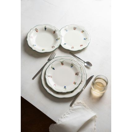 Jídelní sada 24 ks bílá/zelená/porcelán