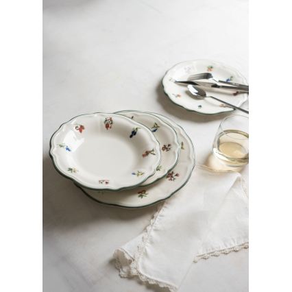 Jídelní sada 24 ks bílá/zelená/porcelán
