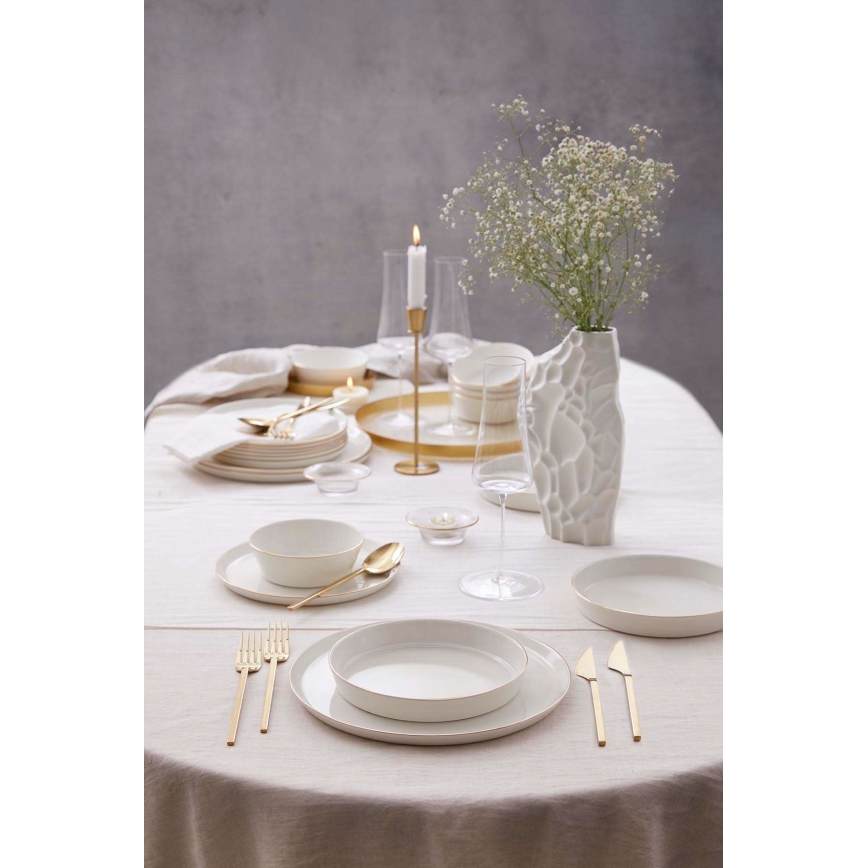 Jídelní sada 24 ks bílá/zlatá/porcelán