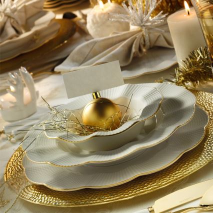 Jídelní sada 24 ks bílá/zlatá/porcelán