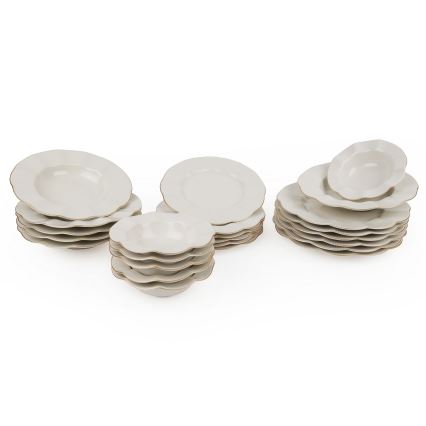 Jídelní sada 24 ks bílá/zlatá/porcelán