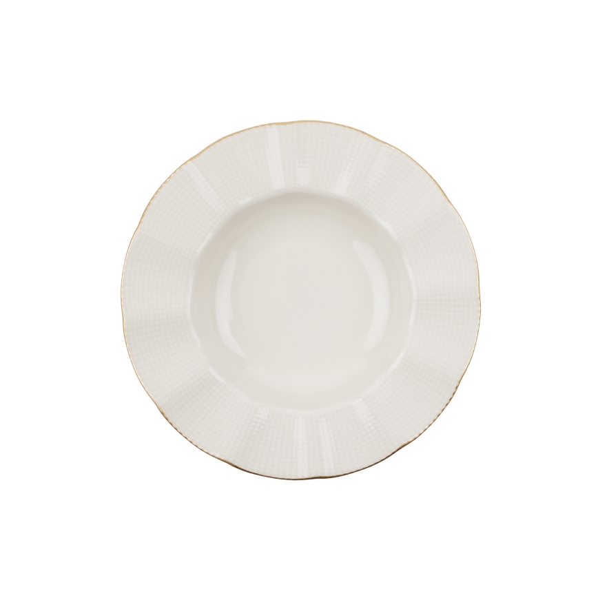 Jídelní sada 24 ks bílá/zlatá/porcelán