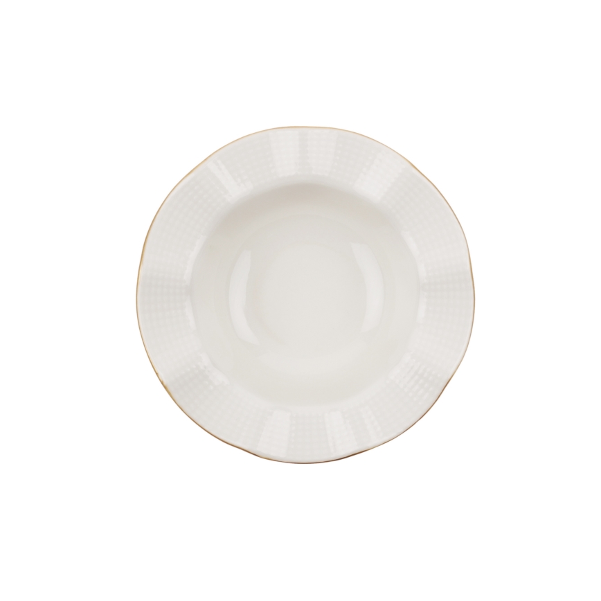 Jídelní sada 24 ks bílá/zlatá/porcelán