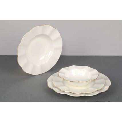 Jídelní sada 24 ks bílá/zlatá/porcelán