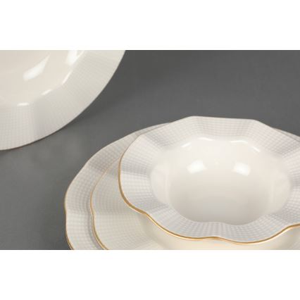 Jídelní sada 24 ks bílá/zlatá/porcelán