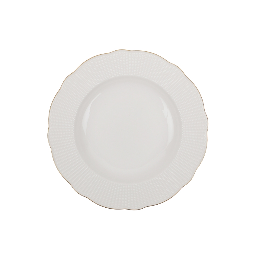 Jídelní sada 24 ks bílá/zlatá/porcelán