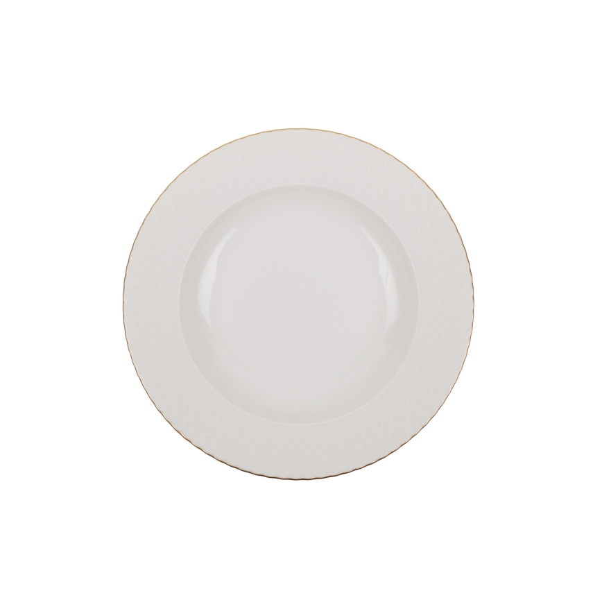 Jídelní sada 24 ks bílá/zlatá/porcelán
