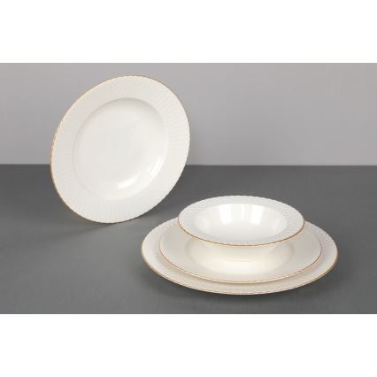 Jídelní sada 24 ks bílá/zlatá/porcelán