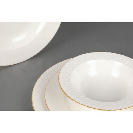 Jídelní sada 24 ks bílá/zlatá/porcelán