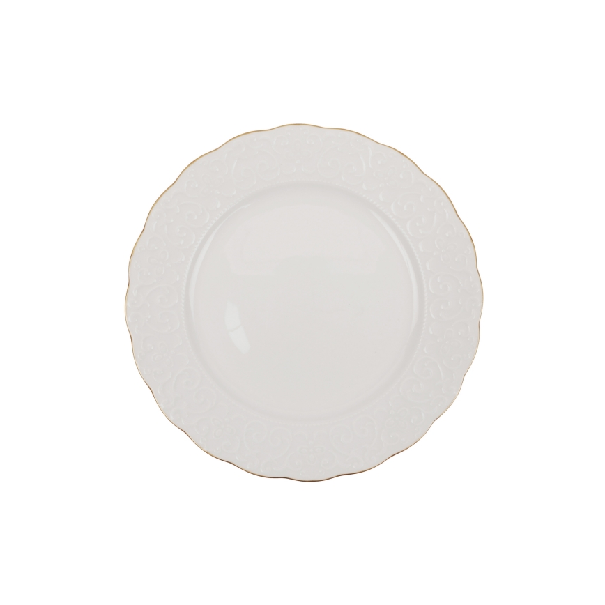 Jídelní sada 24 ks bílá/zlatá/porcelán