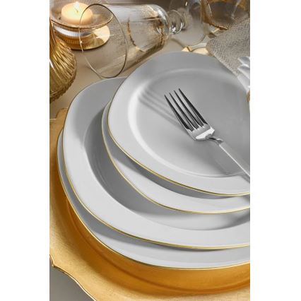 Jídelní sada 24 ks bílá/zlatá/porcelán