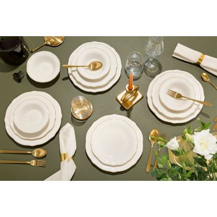 Jídelní sada 24 ks bílá/zlatá/porcelán