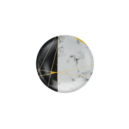 Jídelní sada 24 ks černá/bílá/zlatá/porcelán