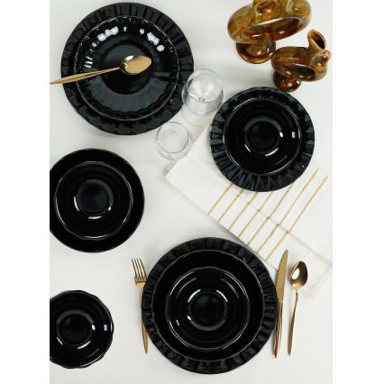 Jídelní sada 24 ks černá/kamenina