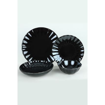 Jídelní sada 24 ks černá/kamenina