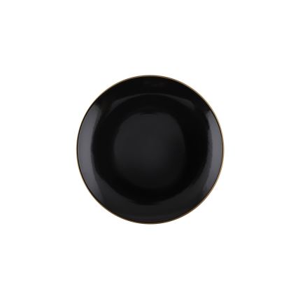 Jídelní sada 24 ks černá/zlatá/kamenina