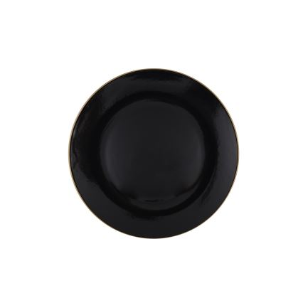 Jídelní sada 24 ks černá/zlatá/kamenina