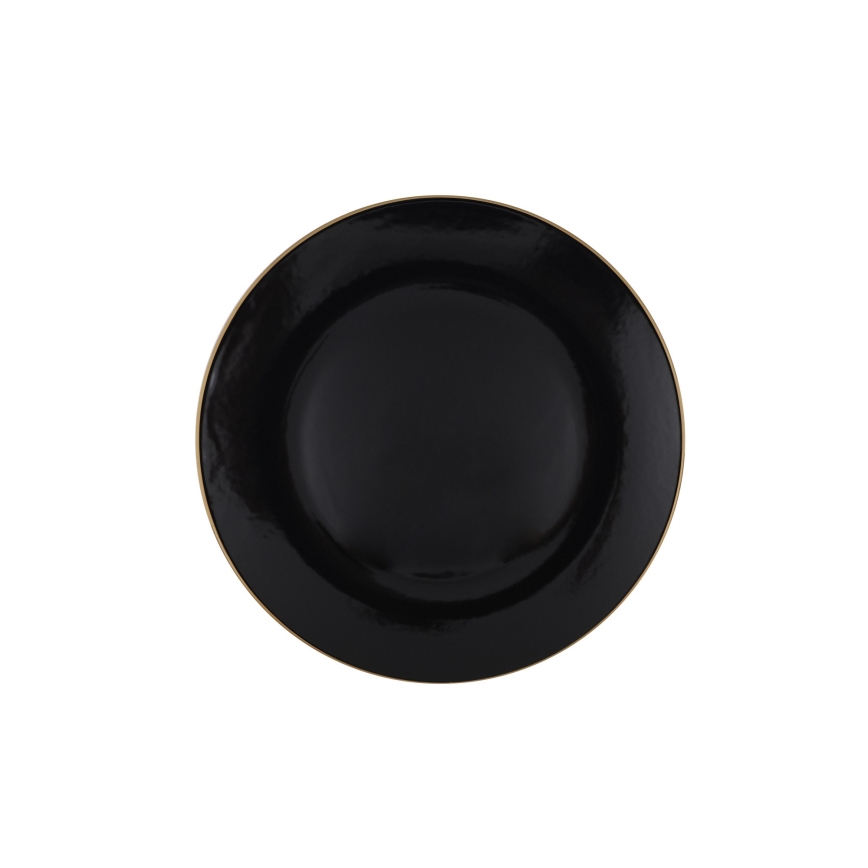 Jídelní sada 24 ks černá/zlatá/kamenina