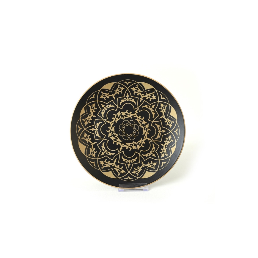 Jídelní sada 24 ks černá/zlatá/keramika