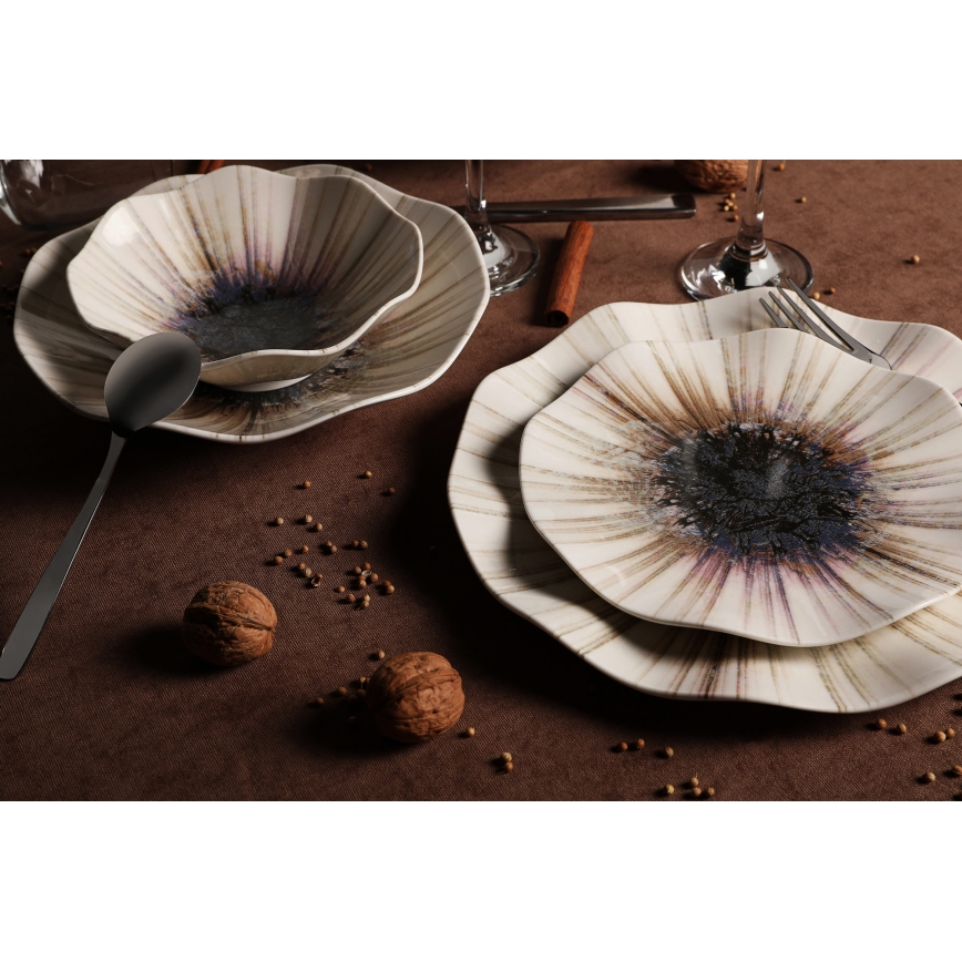 Jídelní sada 24 ks hnědá/porcelán