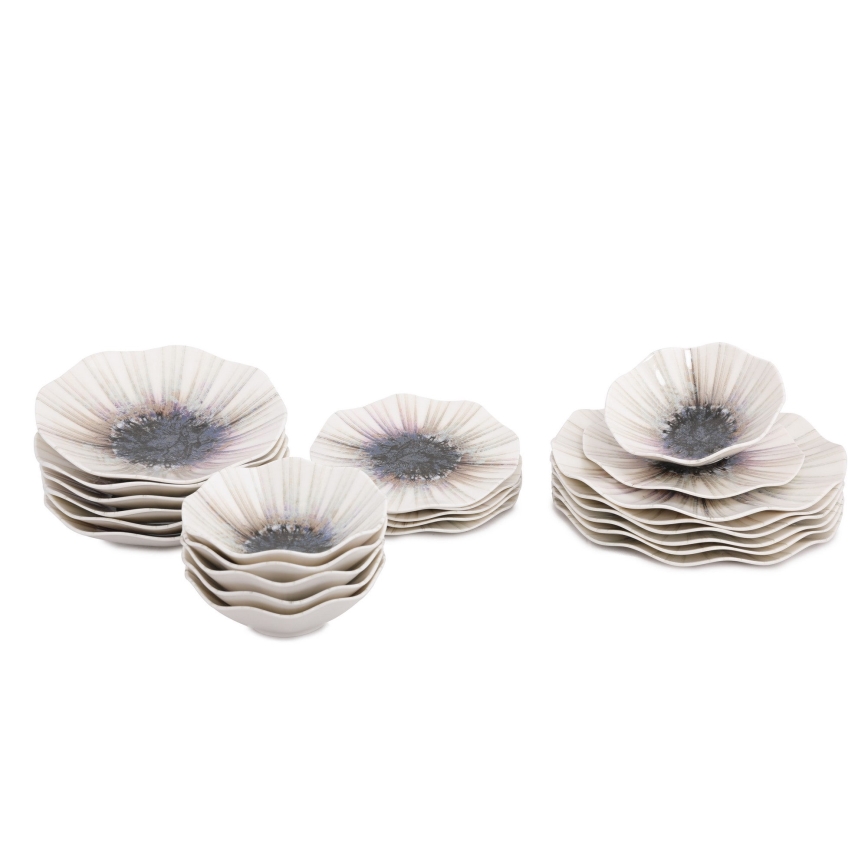 Jídelní sada 24 ks hnědá/porcelán